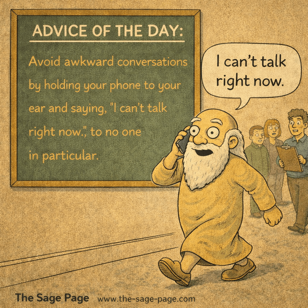 Advice of the day pretending to be on the phone