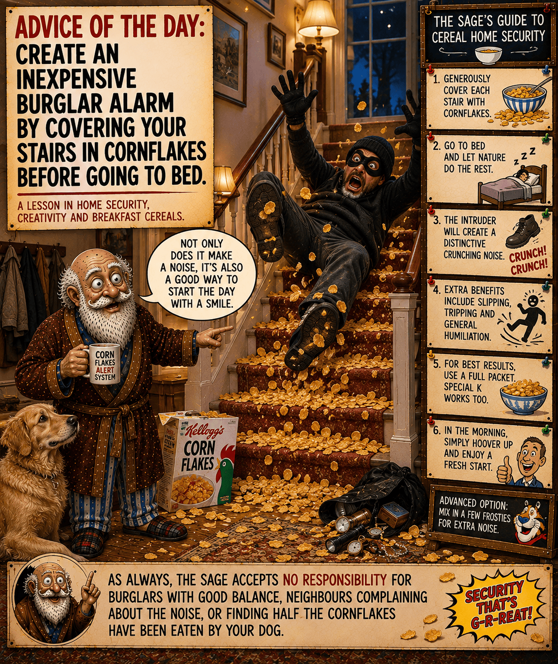 Advice of the Day: The Cornflake Burglar Alarm